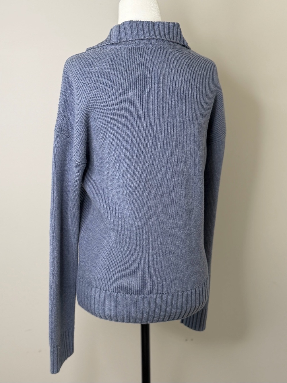 Everlane Slate Blue Ribbed Pullover with Keyhole - Picture 5 of 8